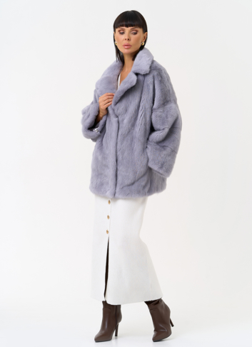 Куртка из меха норки с английским воротником