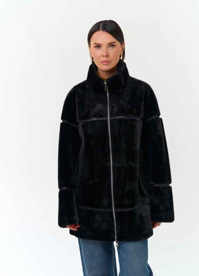 Женское пальто из эко меха модель № 33896 универмаг малина