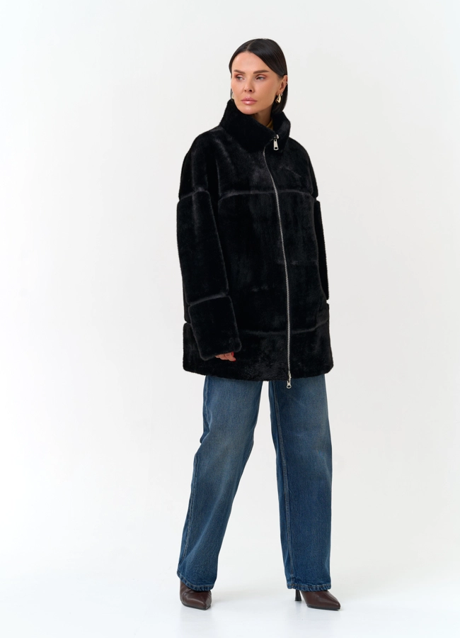 Женское пальто из эко меха модель № 33896 в кредит