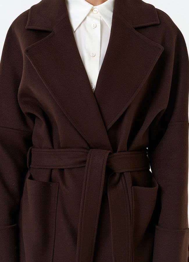 Женское длинное пальто с английским воротником модель № 32646 универмаг малина