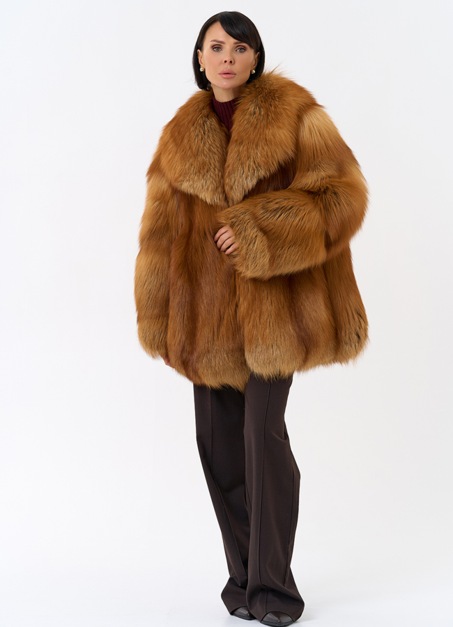 фото Шуба из рыжей лисы модель № 32010