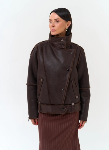 Женская дубленка из эко замши