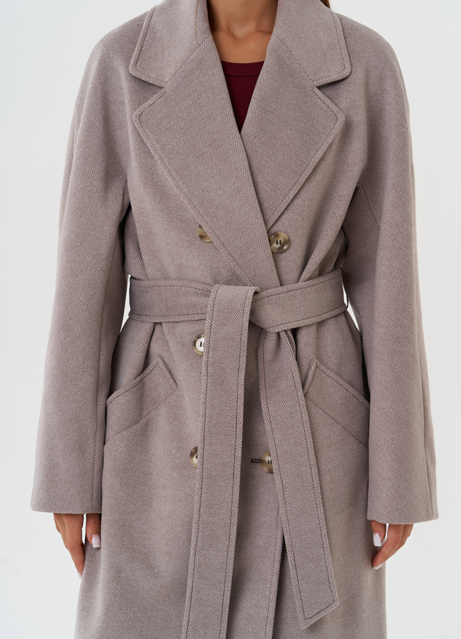 Светлое пальто с английским воротником модель № 28278 в рассрочку