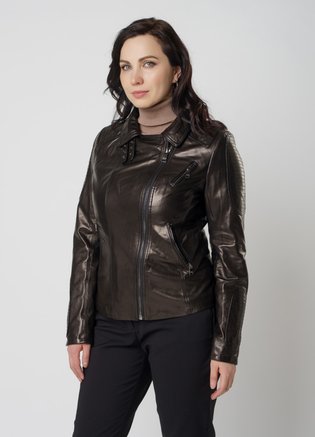 Кожаная куртка - косуха модель № 10634 универмаг малина