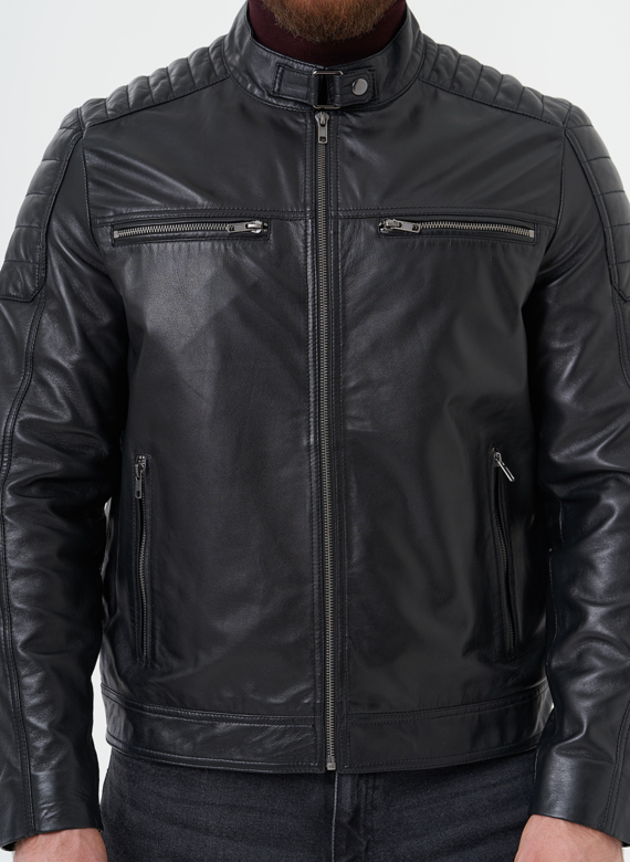 "Мото" куртка из натуральной кожи