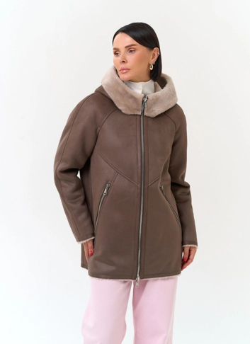 Женская дубленка из эко замши