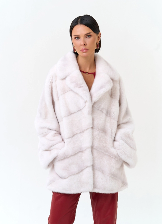 Шуба из меха норки белого цвета модель № 34188 универмаг малина фото