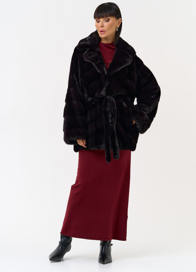 Шуба из меха норки с английским воротником модель № 31641 в кредит