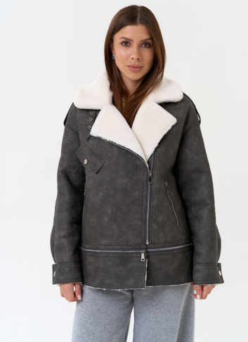 Женская дубленка трансформер из эко замши