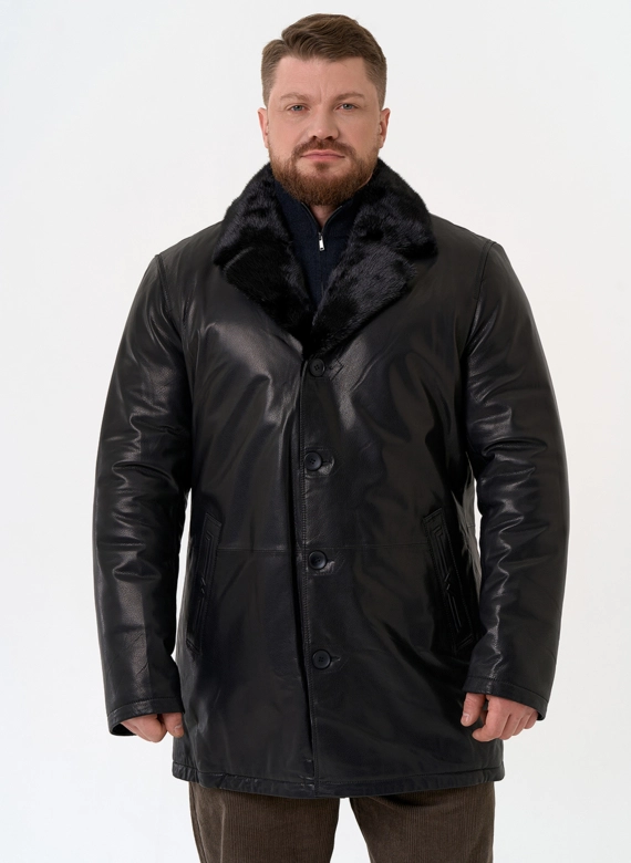 Мужская дубленка с английским воротником фото