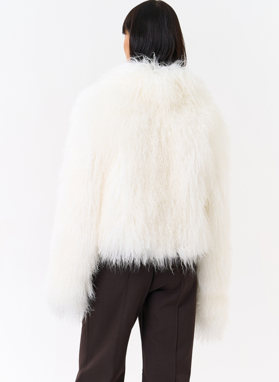 Белая шуба из ламы