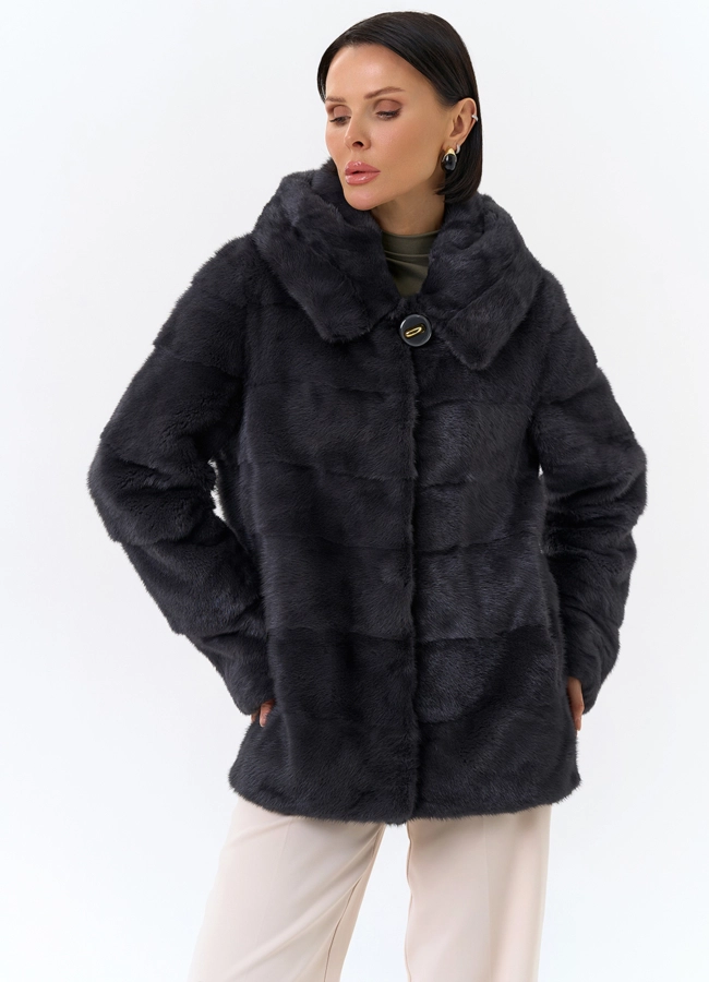 фото Куртка из меха норки с капюшоном модель № 25398 фото