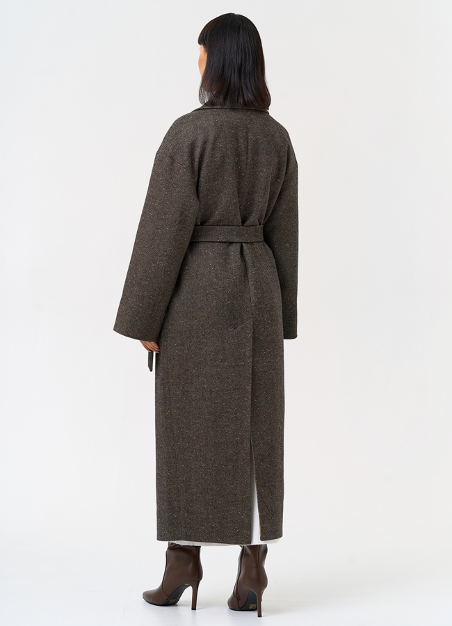 Женское длинное пальто с английским воротником модель № 31417 в рассрочку