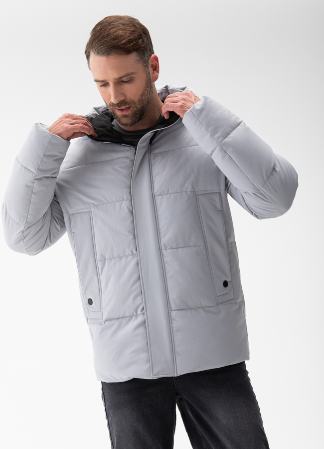 Мужской пуховик с капюшоном  модель № 27996 универмаг малина