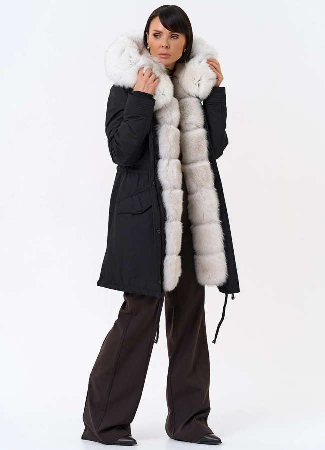 Женская парка с капюшоном из меха песца модель № 31989 меха малина