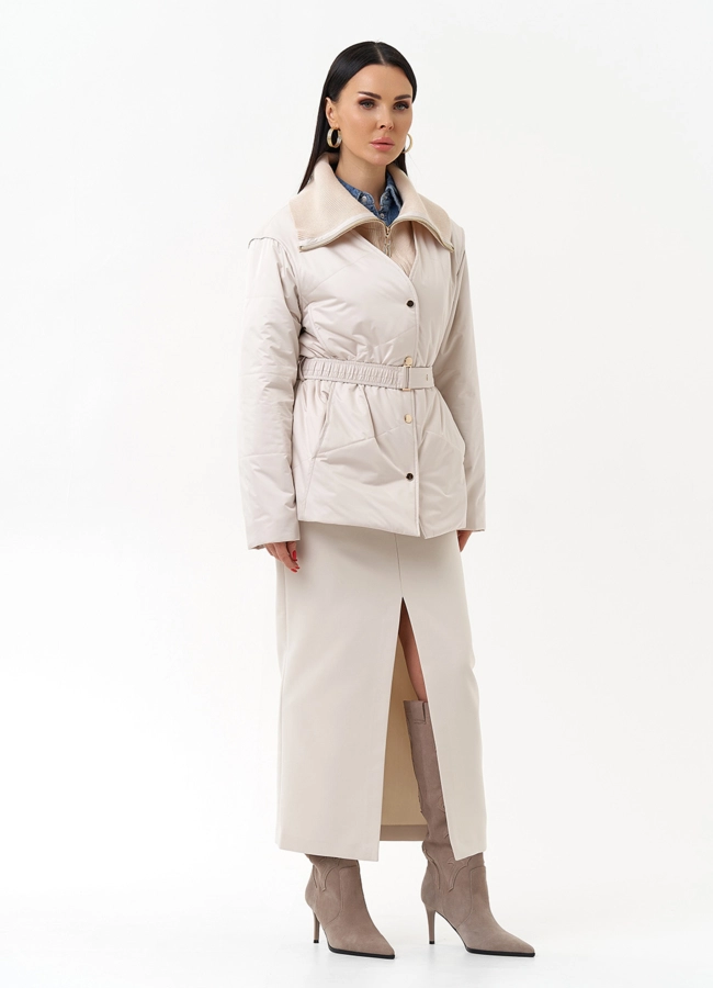 Женская утепленная куртка с поясом модель № 30053 универмаг малина